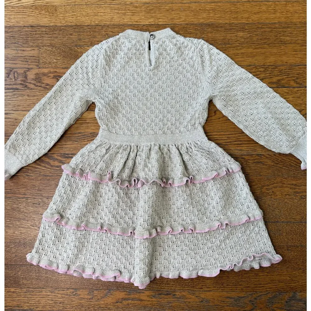 Mini Boden Girls' Sparkly Knit Tiered Dress Size 4-5